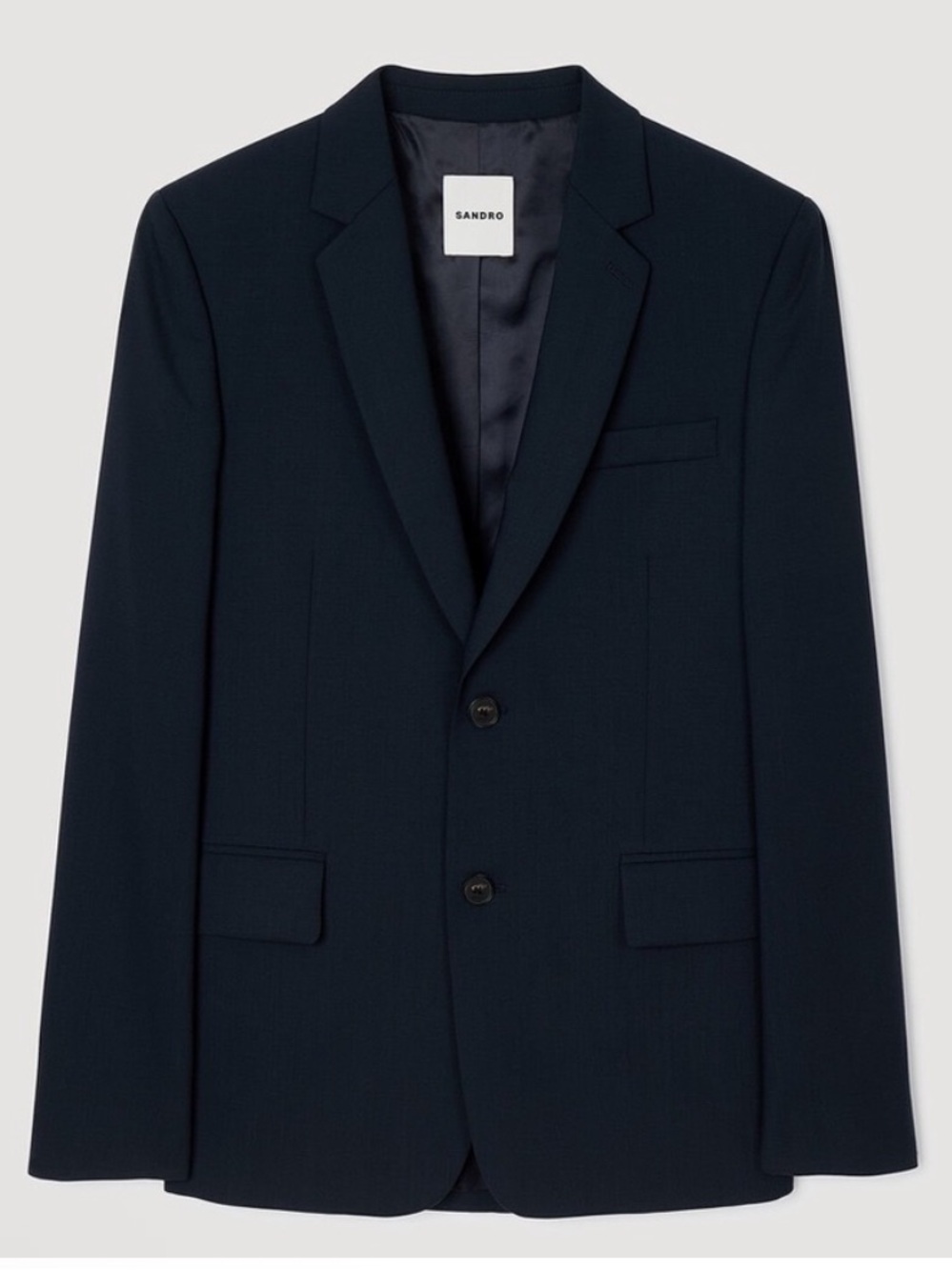 Sandro 100% Wool Suit Jacket Blazer Sports Coat Black Mens 54 US 44R XL Career